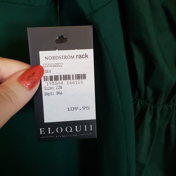 Eloquii Green Eden Off the Shoulder Long Sleeve Stretch Sheath Dress Plus 22W - Picture 6 of 8